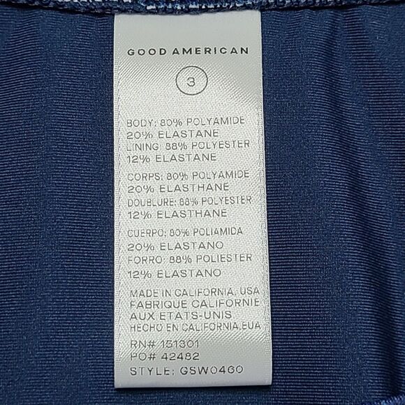 Good American Bikini Bottom Womens Size 3 Blue Indigo Print Swim GSW0460 USA New - Picture 2 of 5